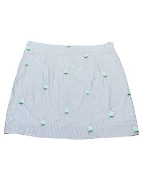 Piping Prints Lavender Seersucker Skirt With Embroidered Hydrangeas, L